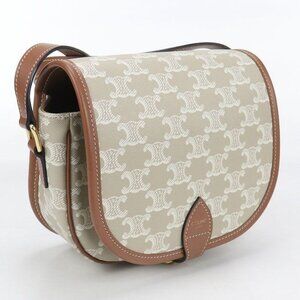 Celine Midi Amforco Triomphe Canvas Crossbody Shoulder Bag Leather